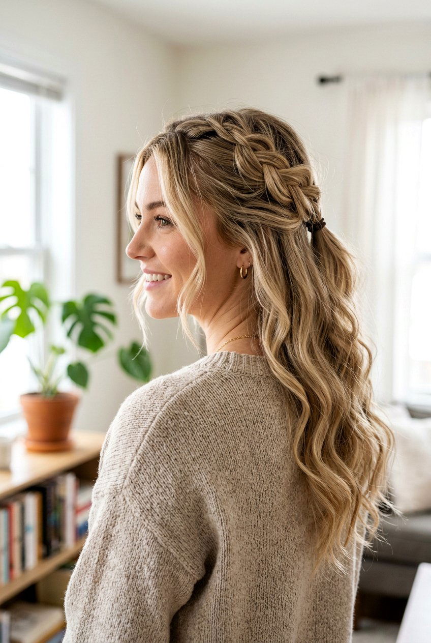 Half Up Messy Braid - 20 messy braid hairstyles - 20 messy braid hairstyles