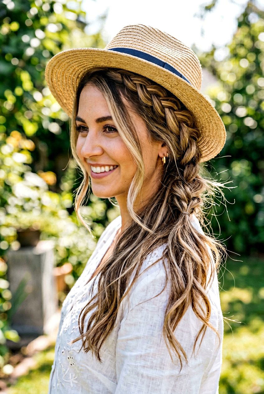 Half Up Messy Side Braid - 20 beach hairstyle with messy side braid - 20 beach hairstyle with messy side braid