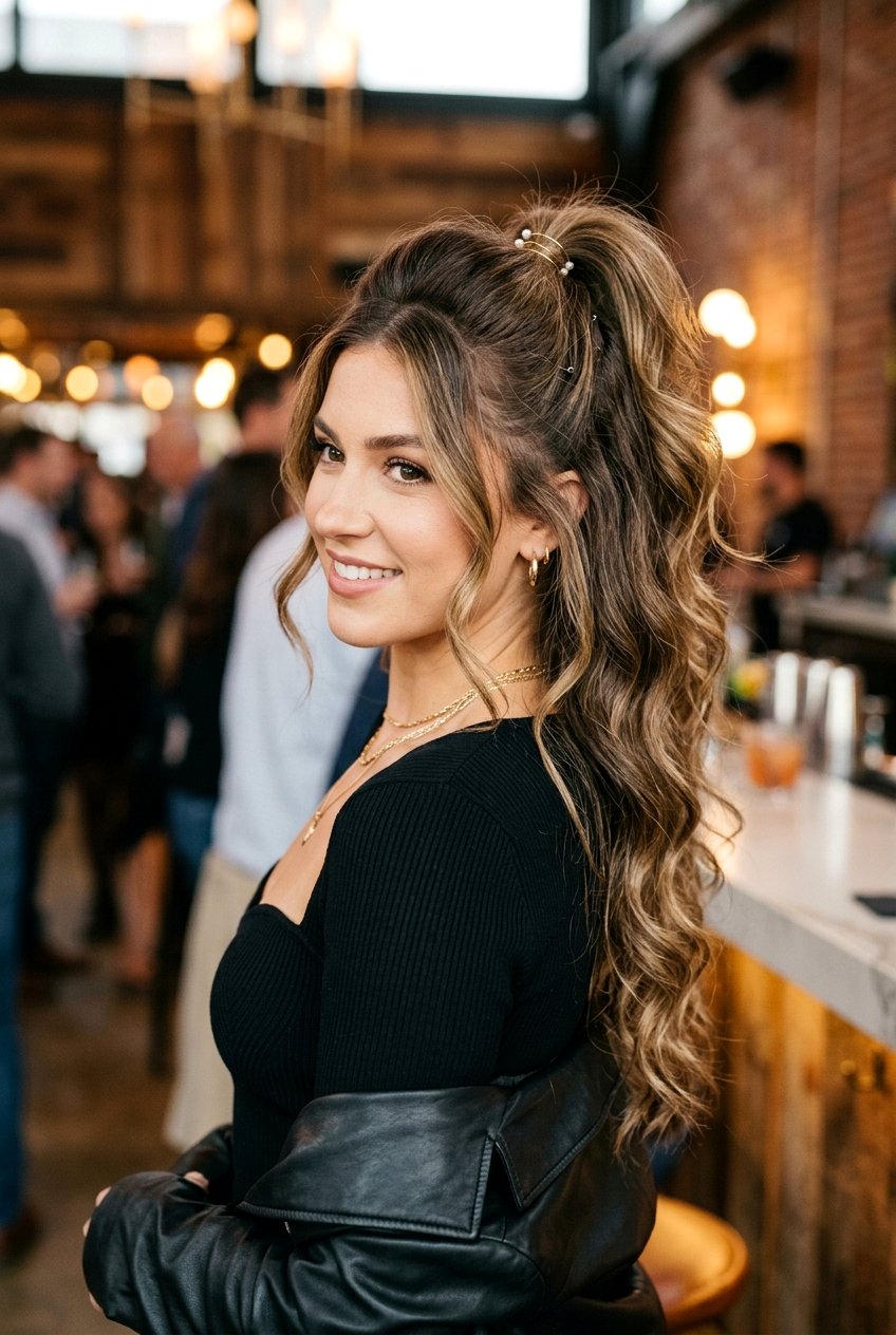 Half Up Party Ponytail - 20 girls night out hairstyles - 20 girls night out hairstyles