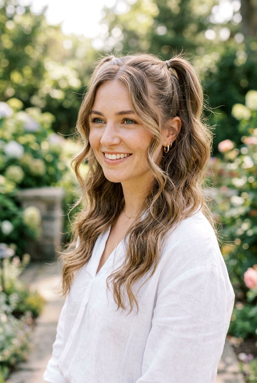 Half Up Pigtails With Face Framing Pieces - 20 half up pigtail hairstyles - 20 half up pigtail hairstyles