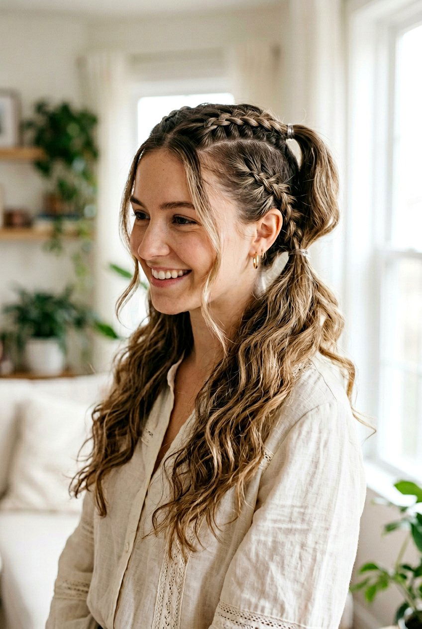 Half Up Pigtails With French Braids - 20 half up pigtail hairstyles - 20 half up pigtail hairstyles