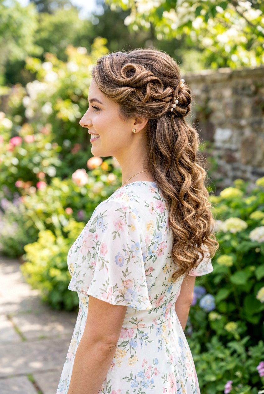 Half Up Pin Curl Updo - 20 pin curl updo hairstyle - 20 pin curl updo hairstyle