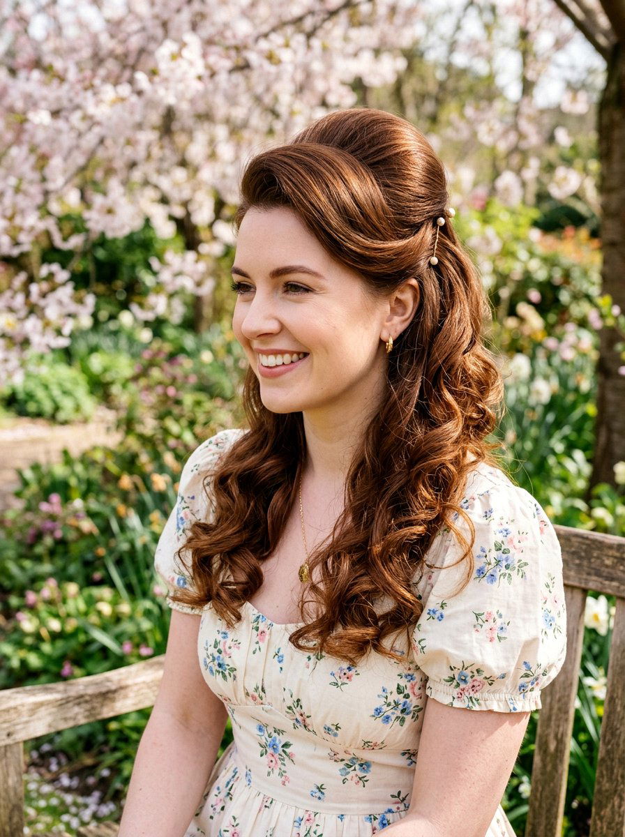 Half Up Pin Up Curls - 20 pin up curls hairstyle - 20 pin up curls hairstyle