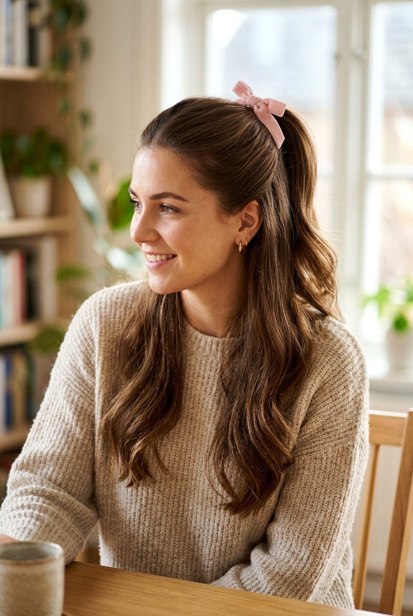 Half Up Ponytail - 20 hair bow ponytail hairstyle - 20 hair bow ponytail hairstyle