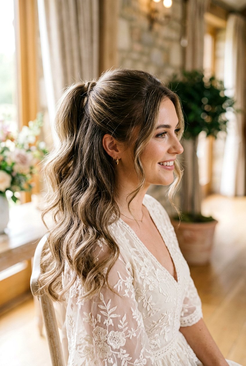 Half Up Ponytail For Engagement Photos - 20 engagement photo ponytail hairstyle - 20 engagement photo ponytail hairstyle