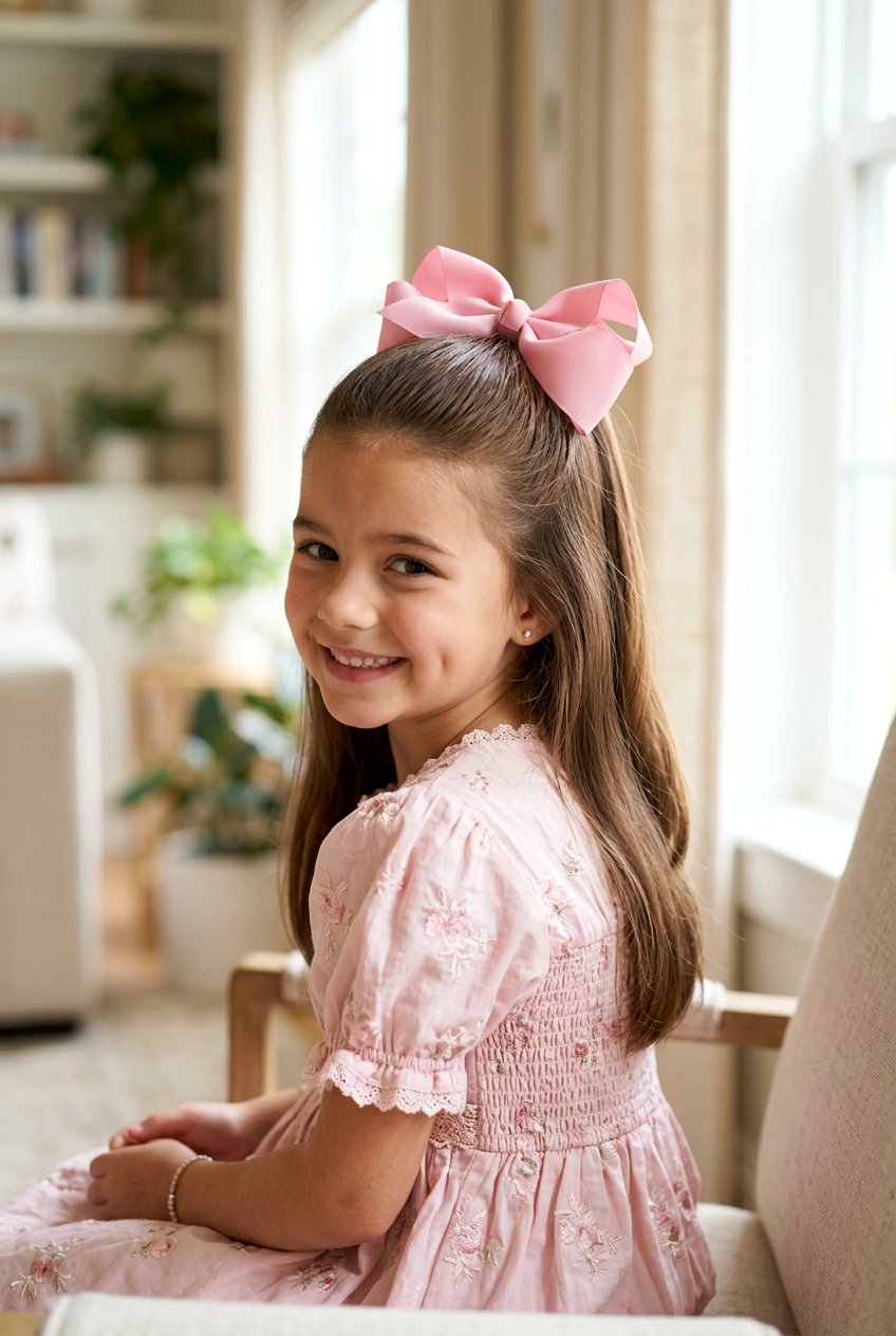 Half Up Ponytail With Bow - 20 half up ponytail for little girls - 20 half up ponytail for little girls