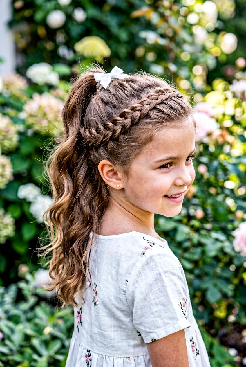 Half Up Ponytail With Braided Crown - 20 half up ponytail for little girls - 20 half up ponytail for little girls