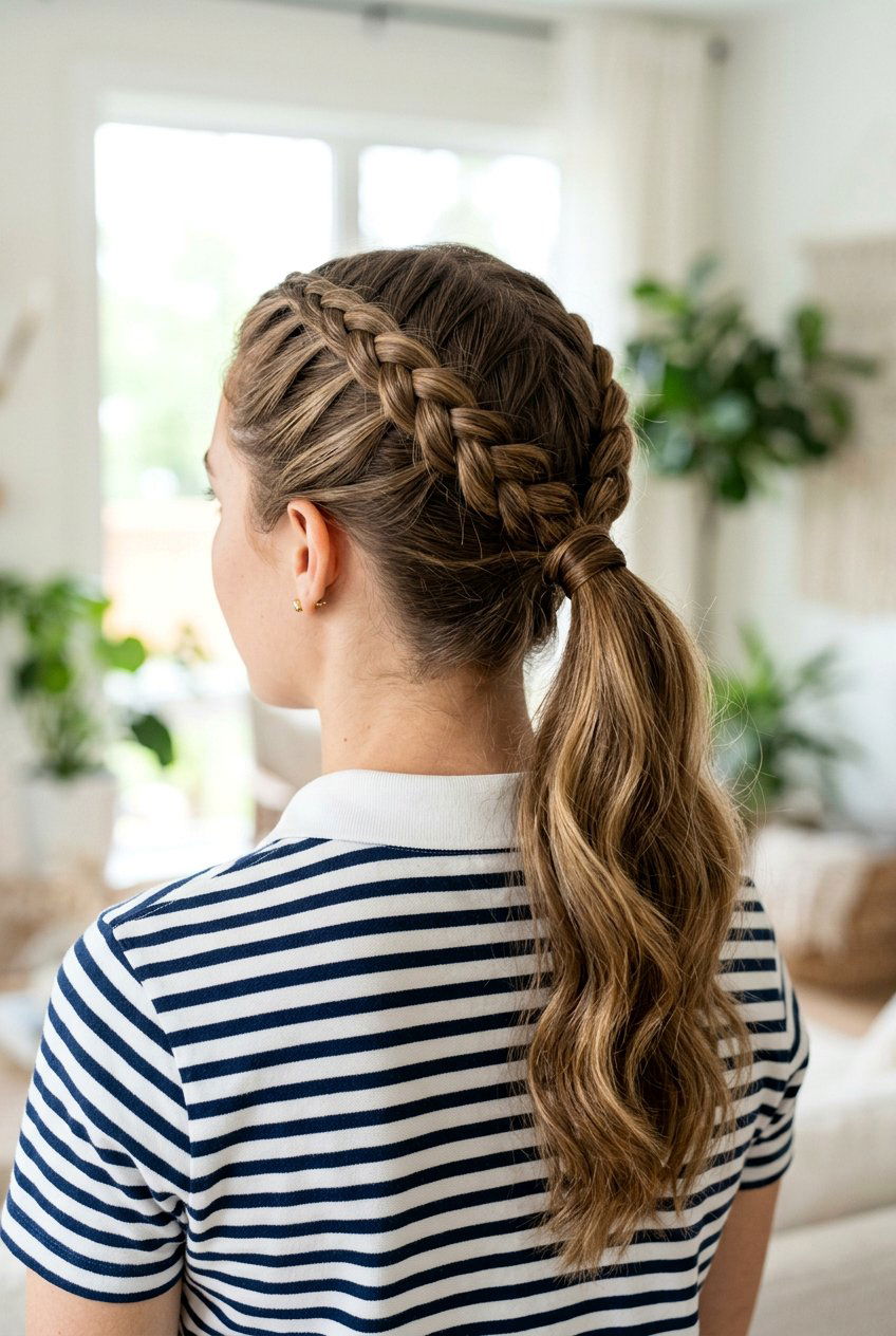 Half Up Ponytail With Braids - 20 school hairstyle with half up ponytail - 20 school hairstyle with half up ponytail