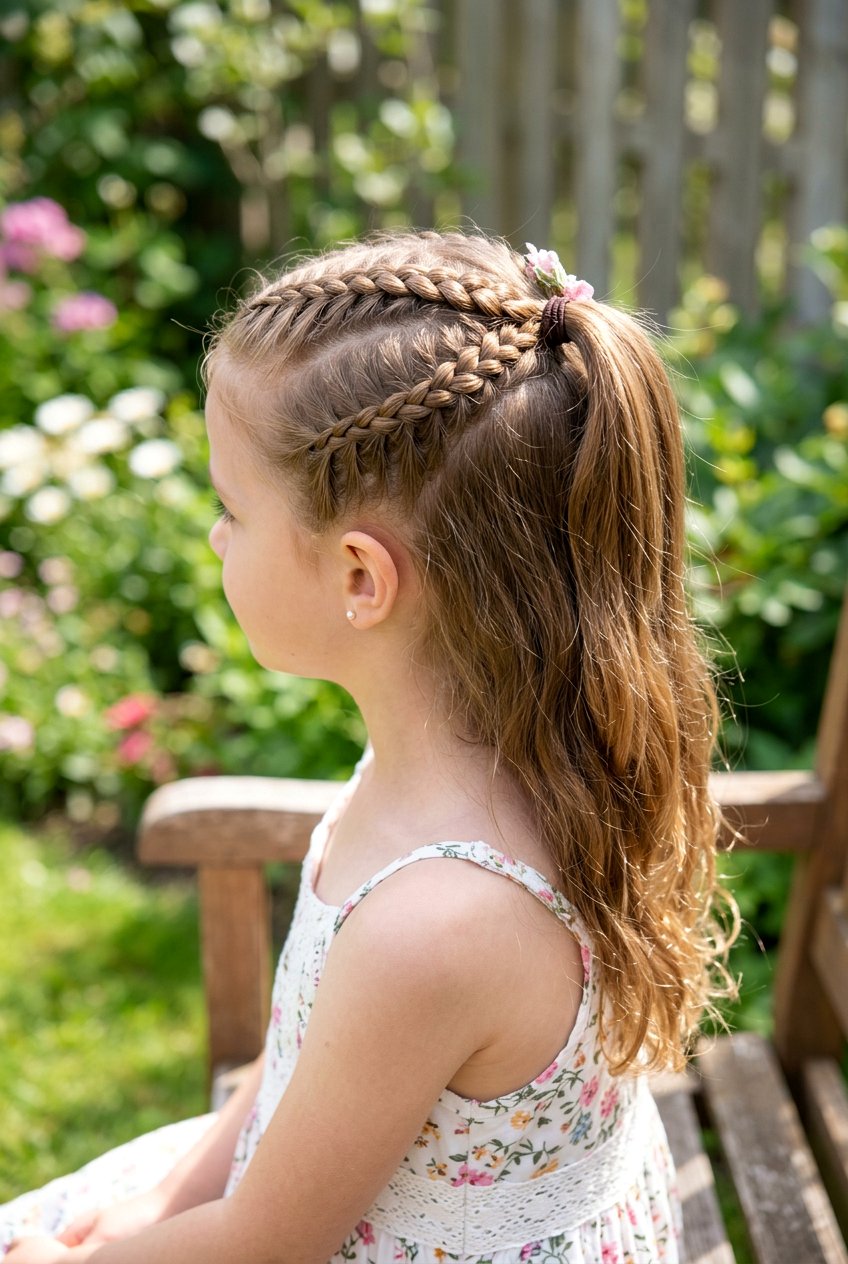 Half Up Ponytail With French Braids - 20 half up ponytail for little girls - 20 half up ponytail for little girls