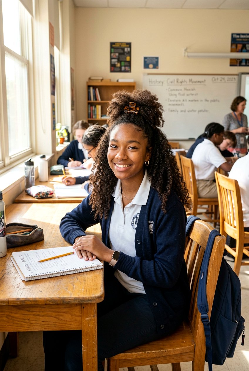 Half Up Puff with Loose Curls Down - 20 easy natural hairstyles for school mornings - 20 easy natural hairstyles for school mornings