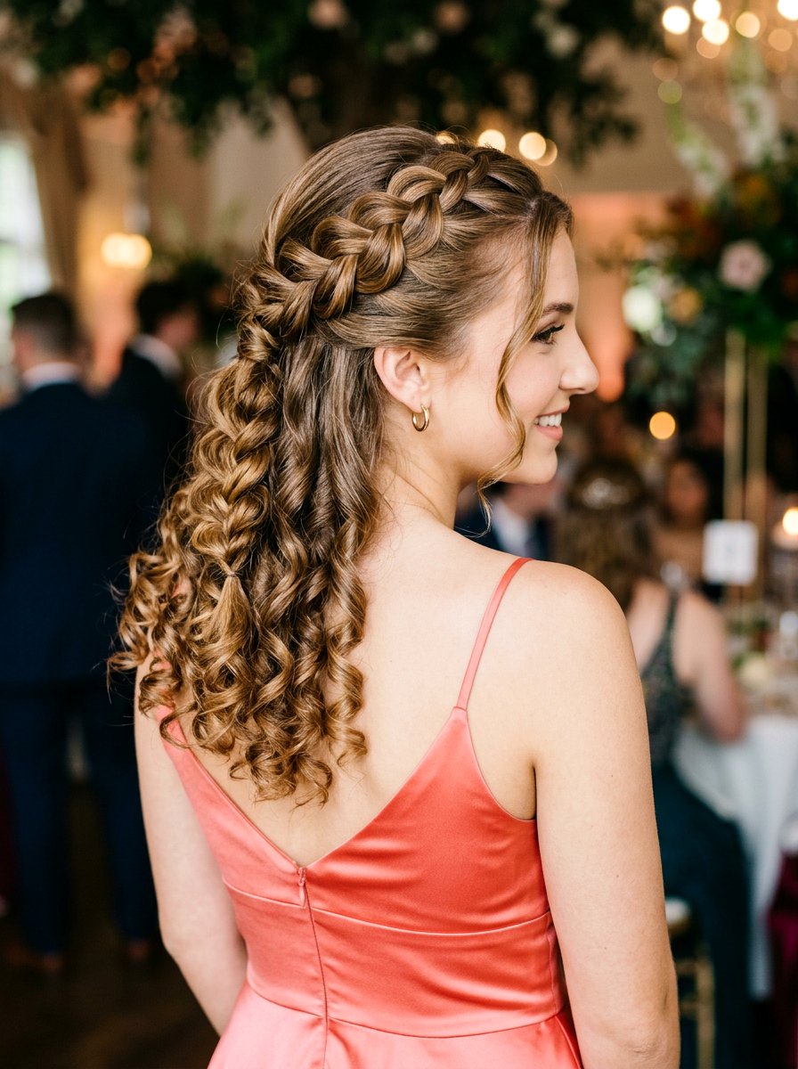 Half Up Pull Through Braid With Defined Curls - 20 prom half up curls with braids - 20 prom half up curls with braids