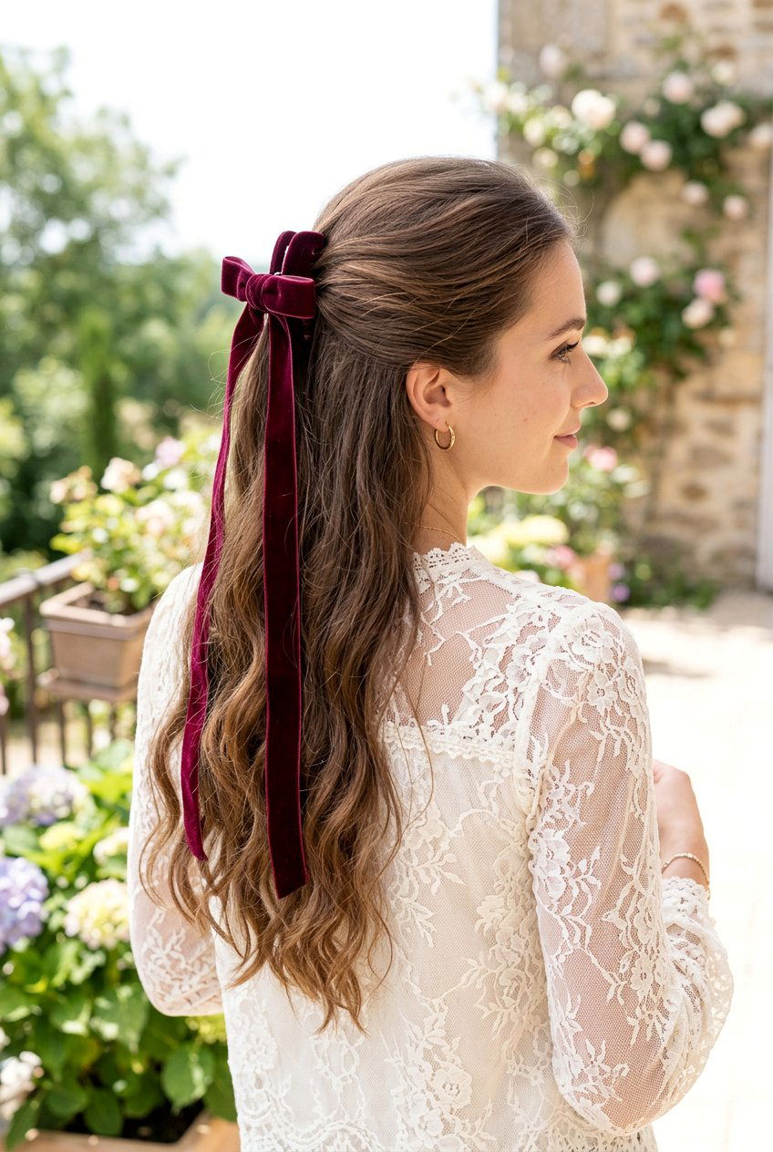 Half Up Ribbon Clip - 20 messy claw clip updo for medium hair - 20 messy claw clip updo for medium hair