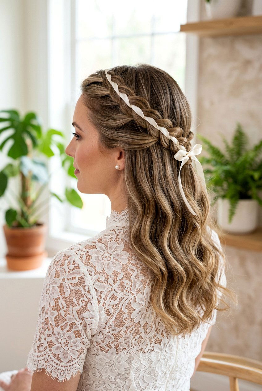 Half Up Ribbon Woven Braid - 20 ribbon woven braid hairstyle - 20 ribbon woven braid hairstyle