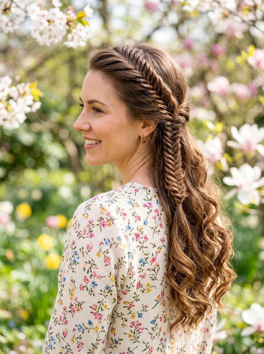 Half Up Side Fishtail Braid - 20 side fishtail braid for medium hair - 20 side fishtail braid for medium hair
