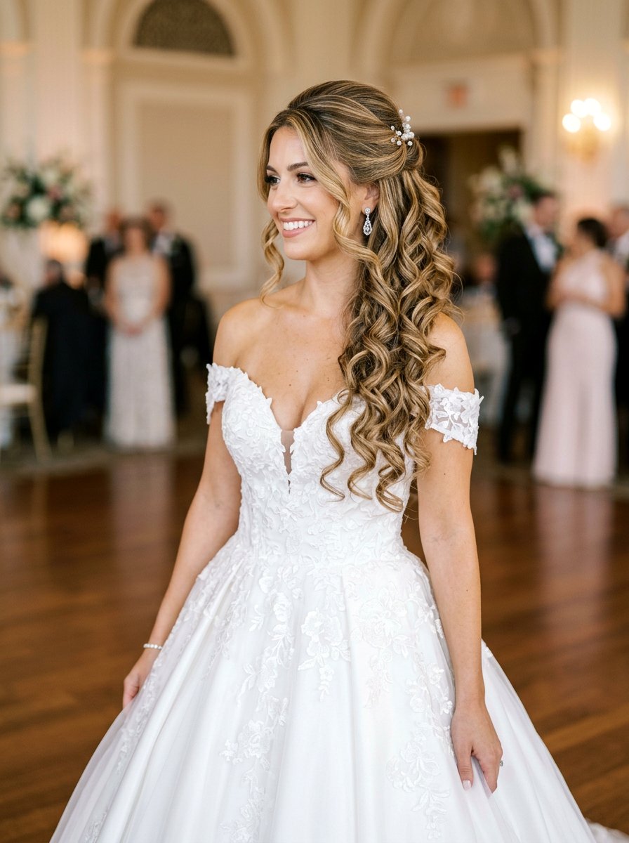 Half Up Side Swept Curls - 20 prom side swept curls hairstyle - 20 prom side swept curls hairstyle