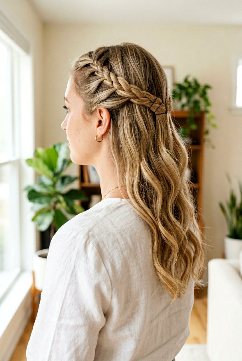 Half Up Small Braid - 20 library friendly hairstyles - 20 library friendly hairstyles