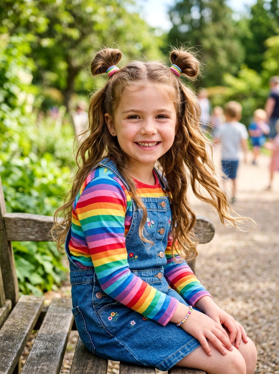 Half Up Space Buns - 20 cute hairstyle for school photos - 20 cute hairstyle for school photos