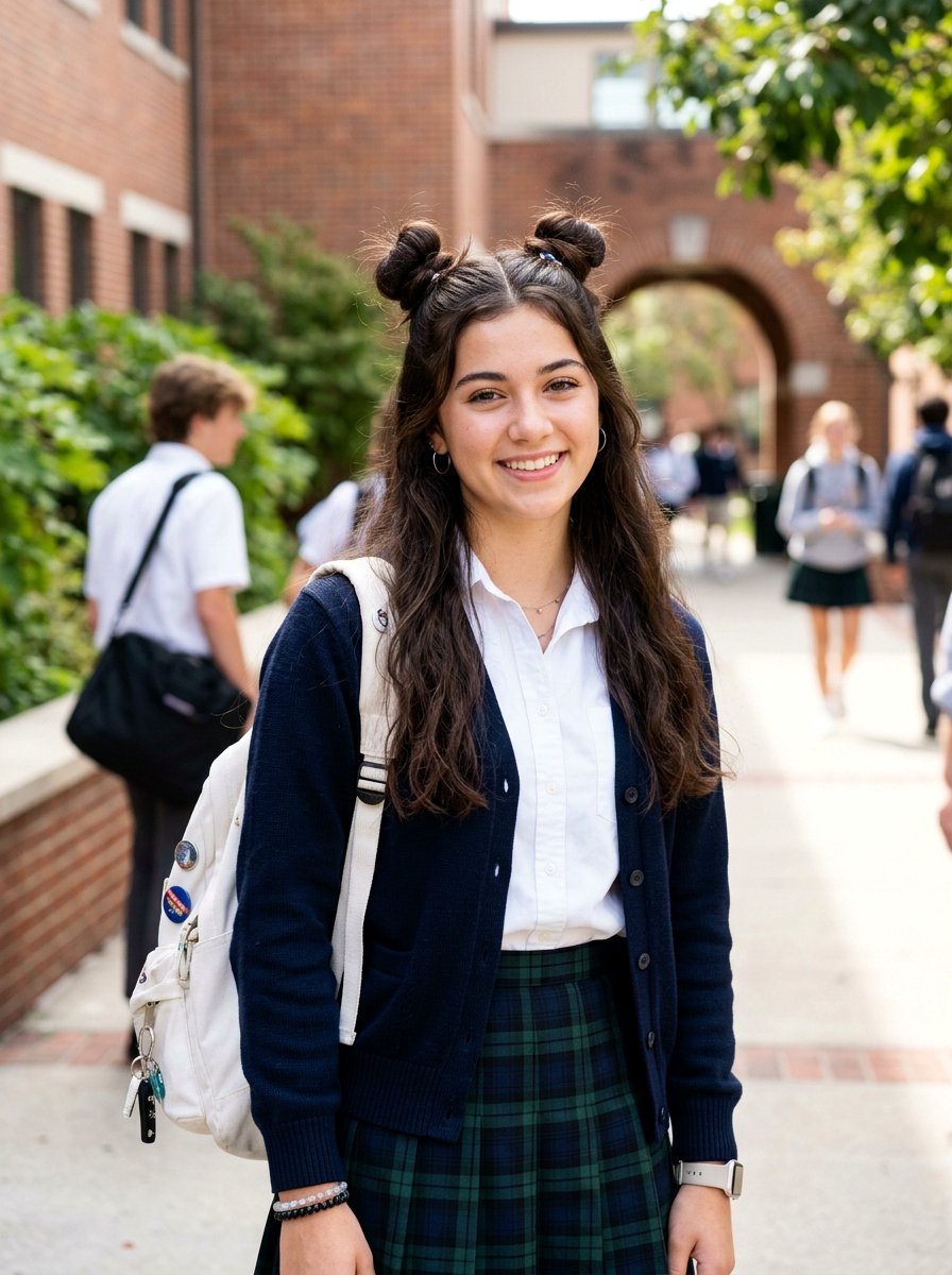 Half Up Space Buns - 20 quick hairstyle for school mornings teens - 20 quick hairstyle for school mornings teens