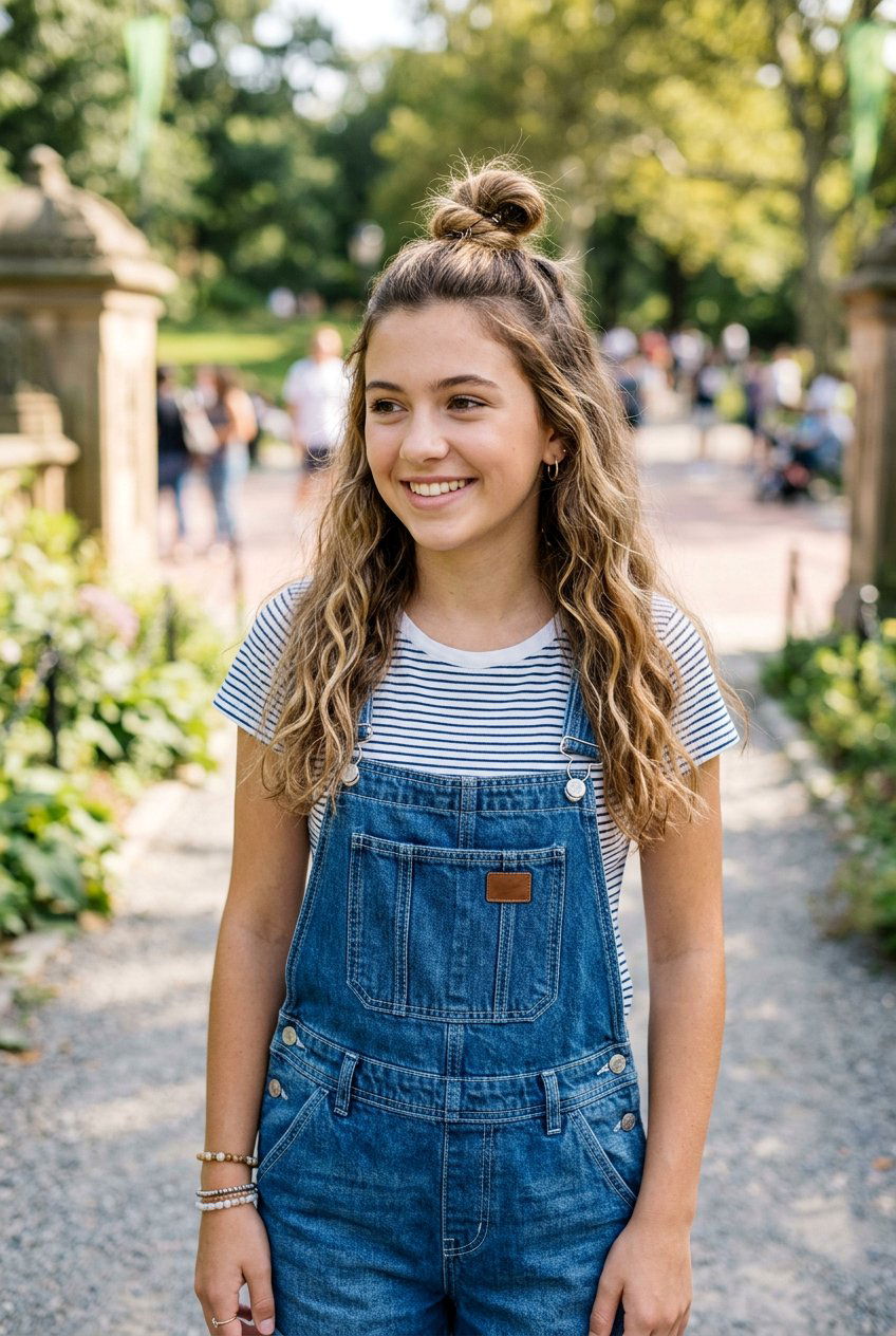 Half Up Top Knot - 20 first day of school hairstyle for teens - 20 first day of school hairstyle for teens