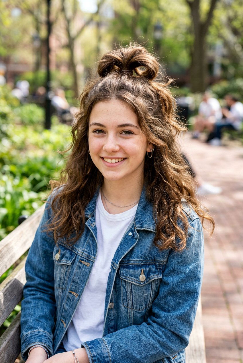 Half Up Top Knot - 20 simple half up hairstyle for teens - 20 simple half up hairstyle for teens