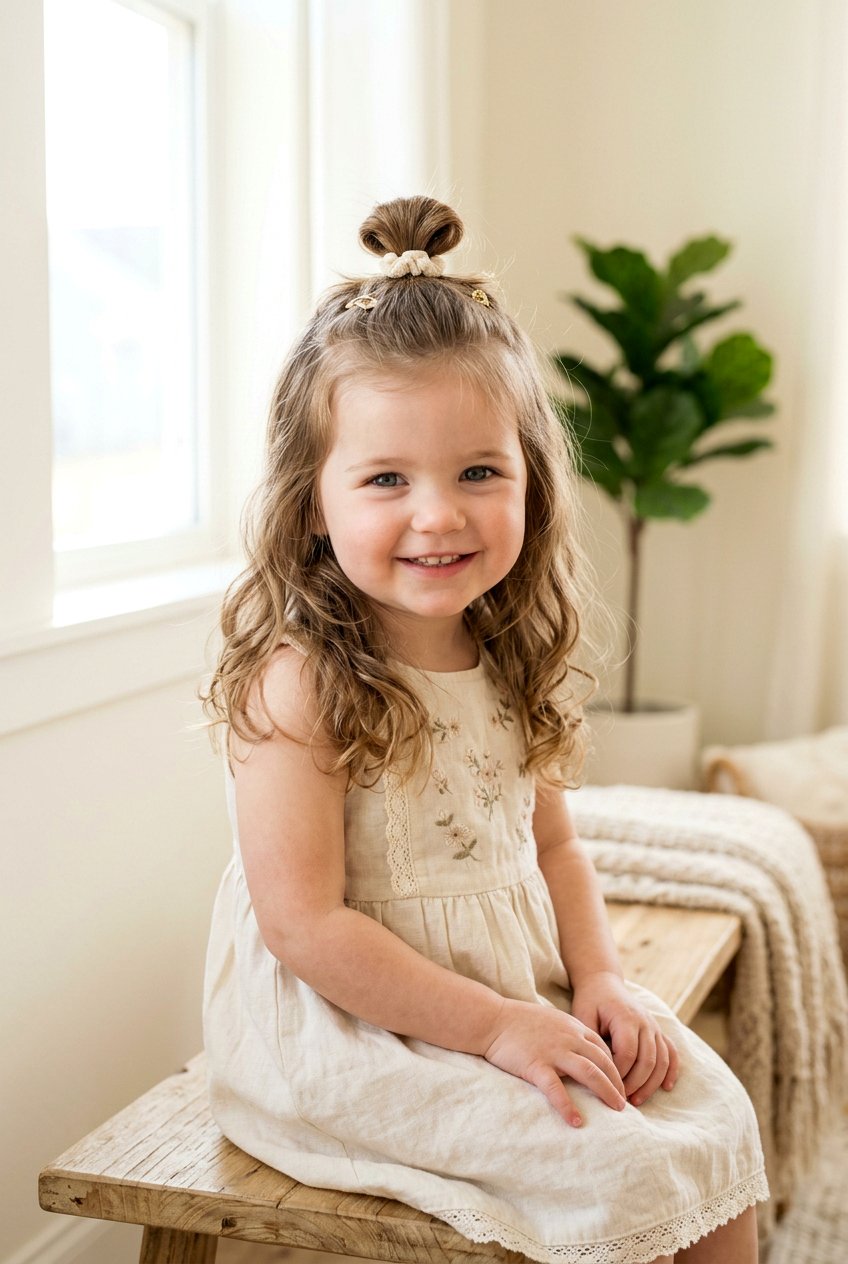 Half Up Top Knot - 20 toddler girl hairstyles - 20 toddler girl hairstyles