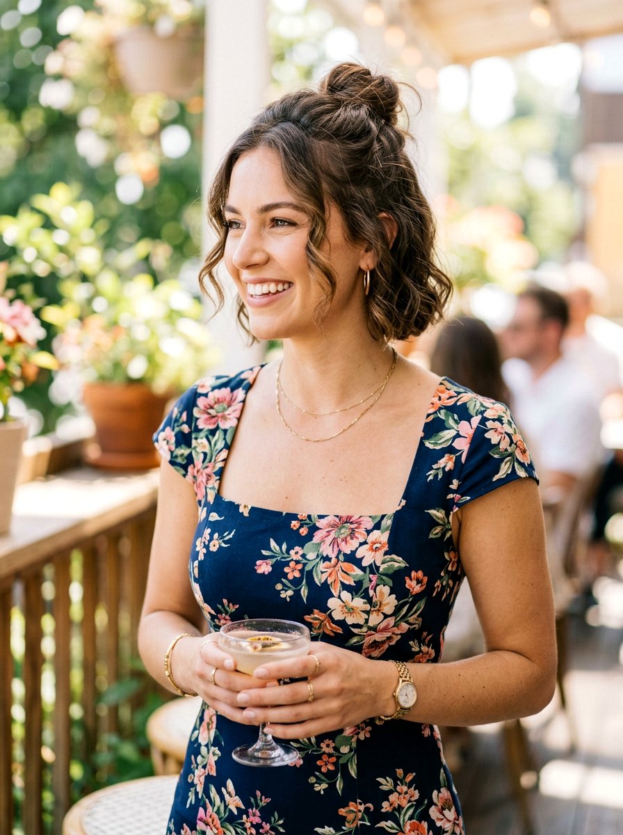 Half Up Top Knot - 20 school dance hairstyles for short hair - 20 school dance hairstyles for short hair