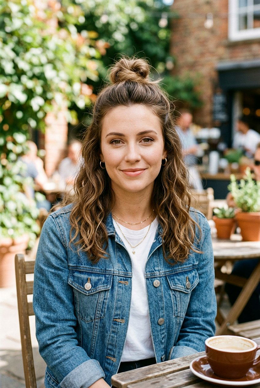 Half Up Top Knot - 20 easy hairstyles for busy moms with medium hair - 20 easy hairstyles for busy moms with medium hair