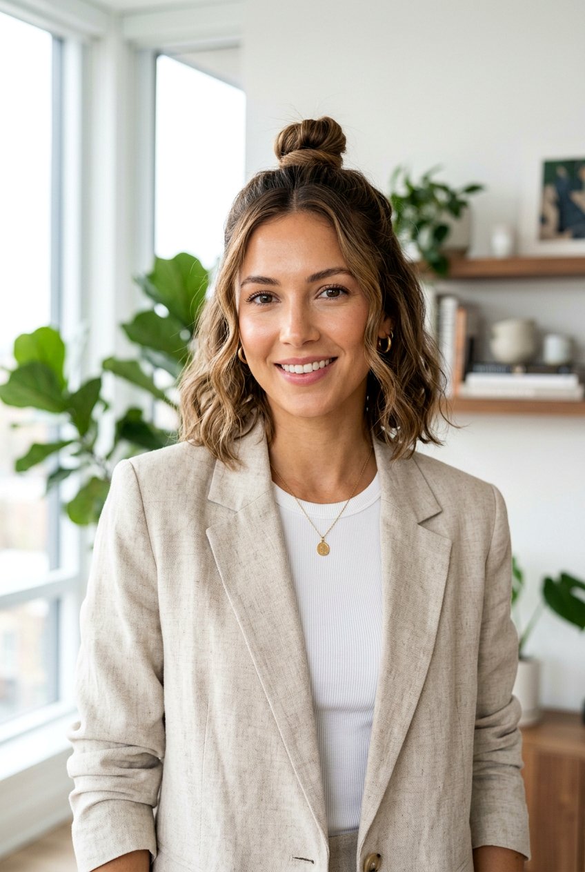 Half Up Top Knot Bob - 20 bridesmaid hairstyles for short bob hair - 20 bridesmaid hairstyles for short bob hair