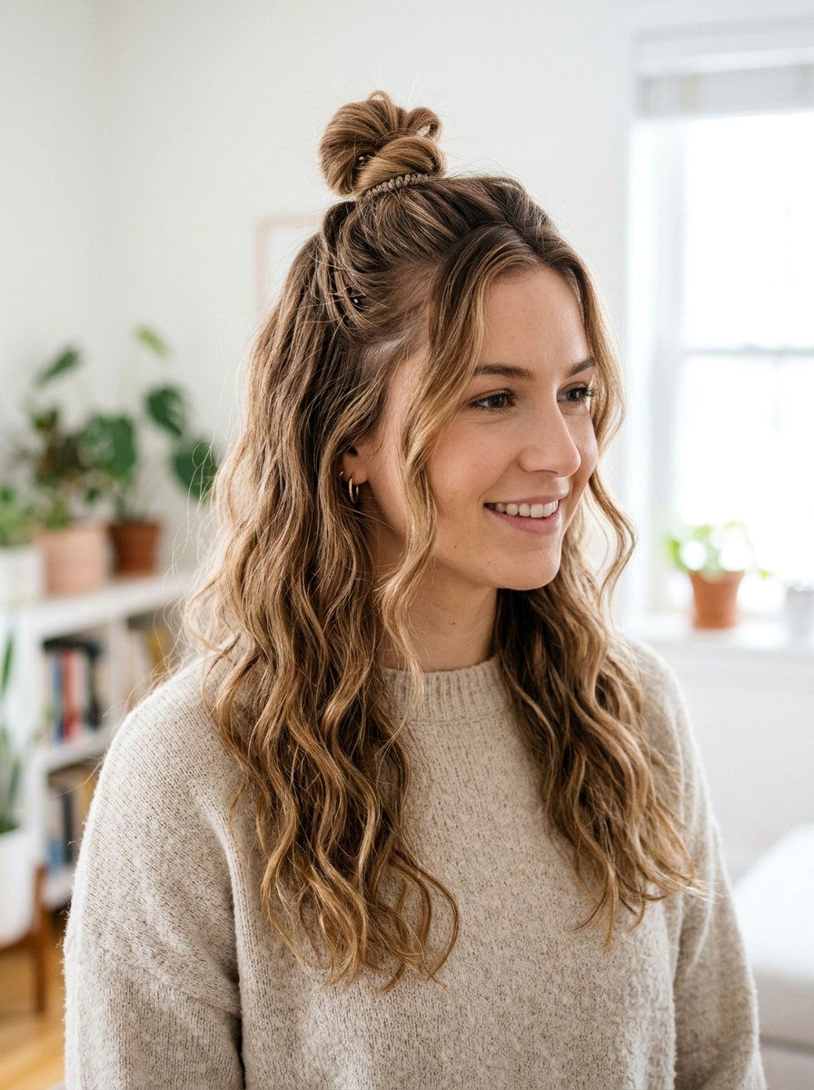 Half Up Top Knot No Wash Hairstyle - 20 no wash day hairstyles - 20 no wash day hairstyles