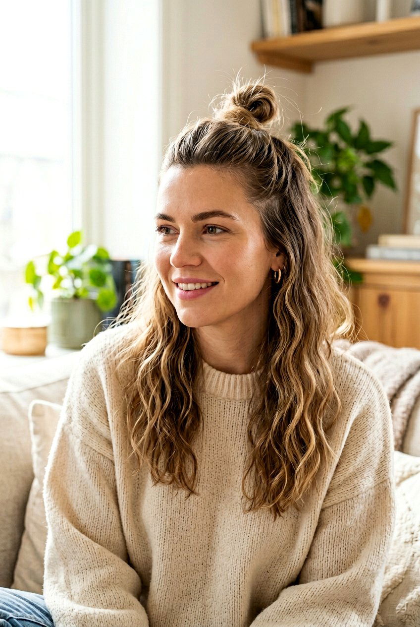 Half Up Top Knot On Greasy Hair - 20 greasy hair day hairstyles - 20 greasy hair day hairstyles