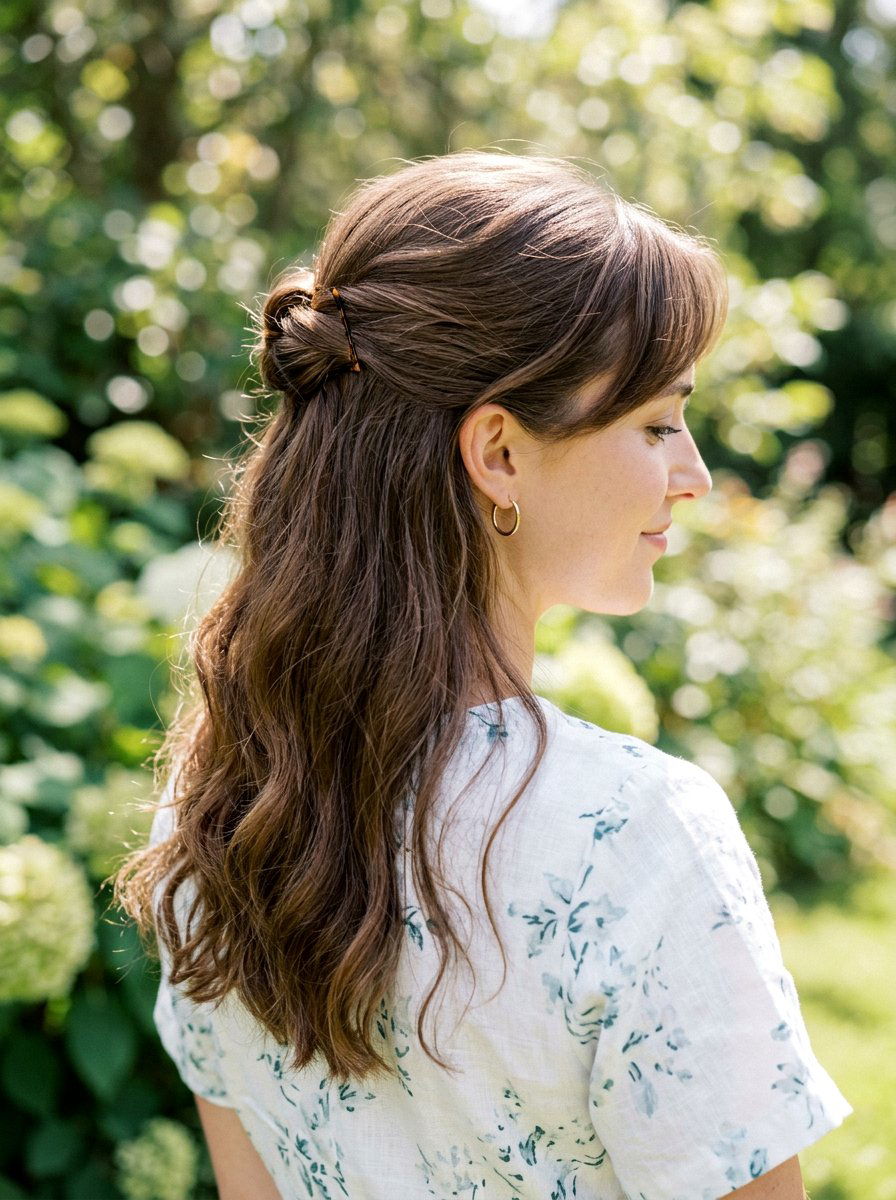 Half Up Tucked Back Hair - 20 simple tucked back hairstyle - 20 simple tucked back hairstyle