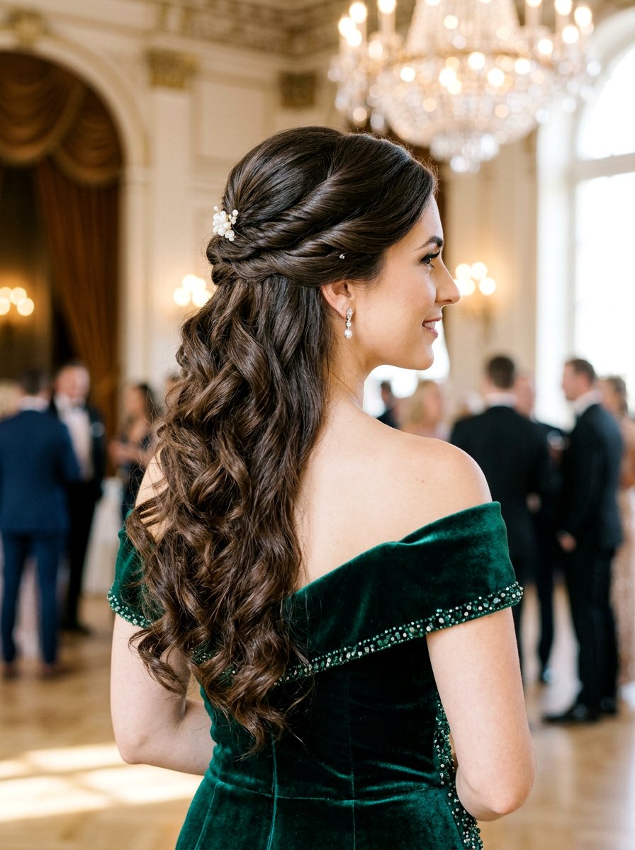 Half Up Twist For Long Hair - 20 date night hairstyle with half up twist - 20 date night hairstyle with half up twist