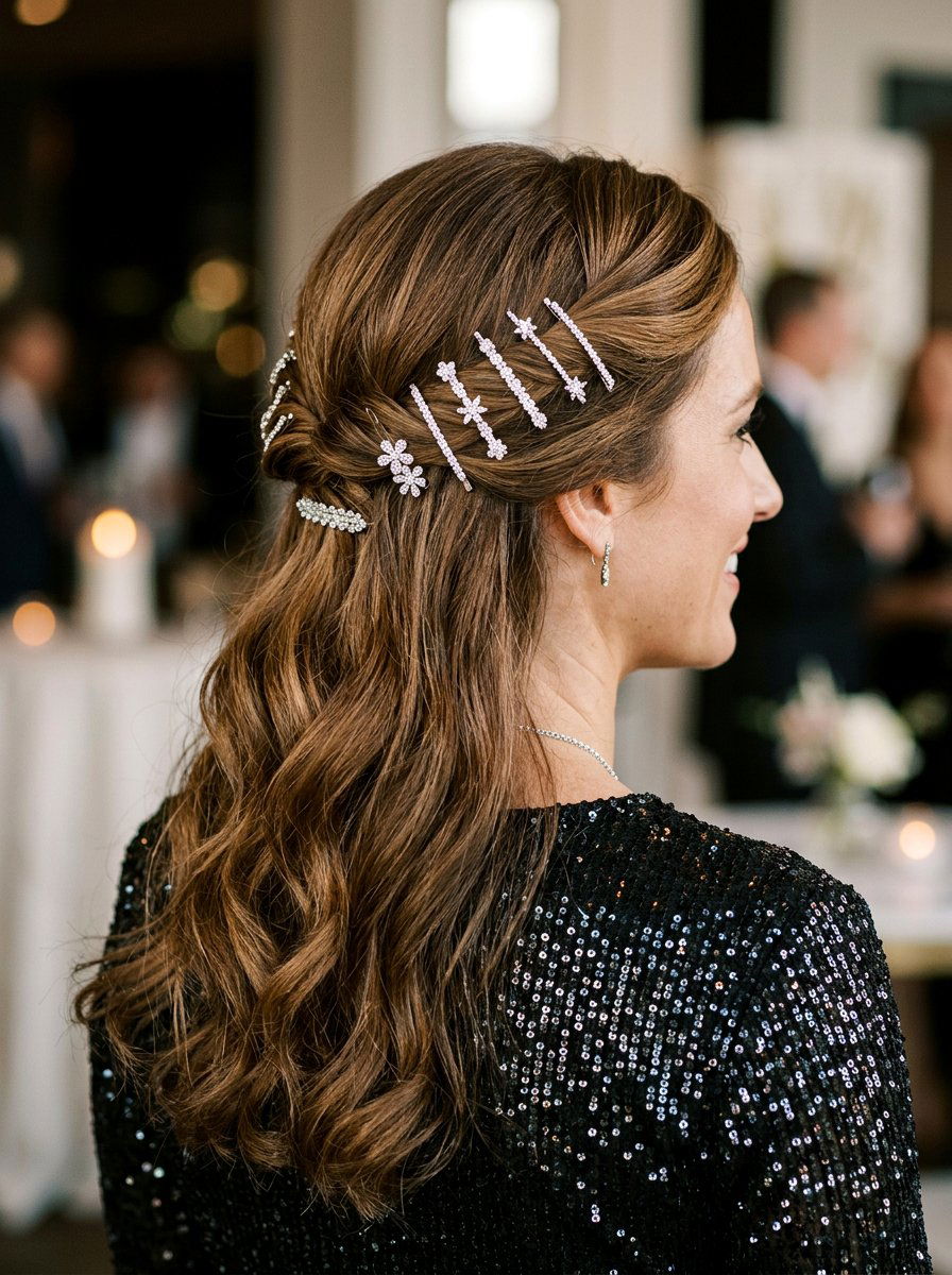Half Up Twist With Accessories - 20 date night hairstyle with half up twist - 20 date night hairstyle with half up twist