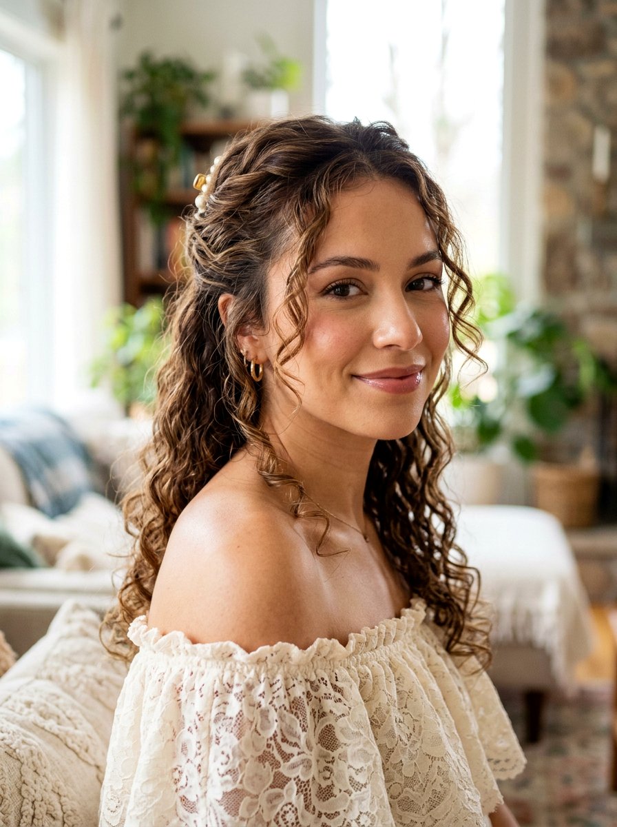 Half Up Twist With Face Framing Pieces - 20 date night hairstyle with half up twist - 20 date night hairstyle with half up twist