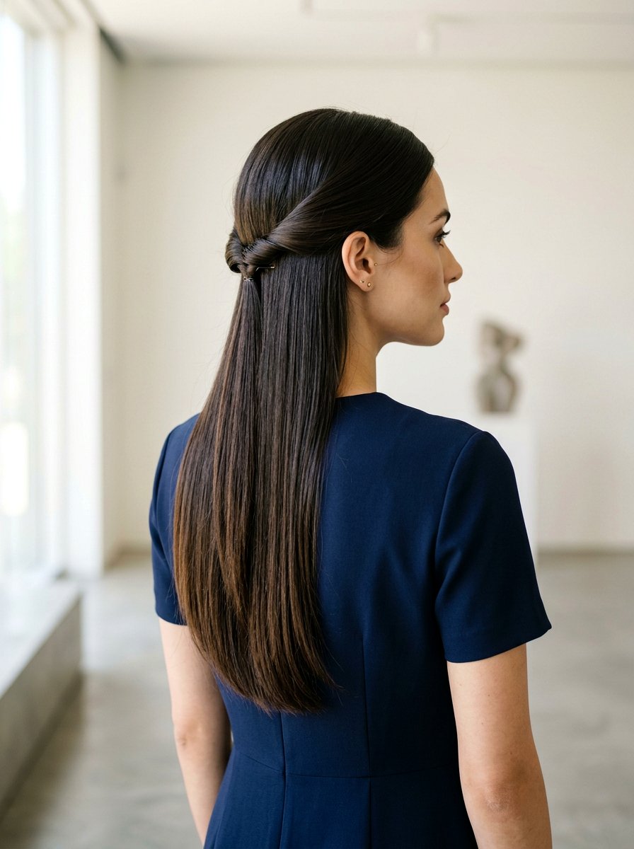 Half Up Twist With Straight Hair - 20 date night hairstyle with half up twist - 20 date night hairstyle with half up twist