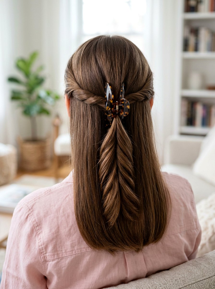 Half Up Twisted Claw Clip - 20 claw clip hairstyle for office women