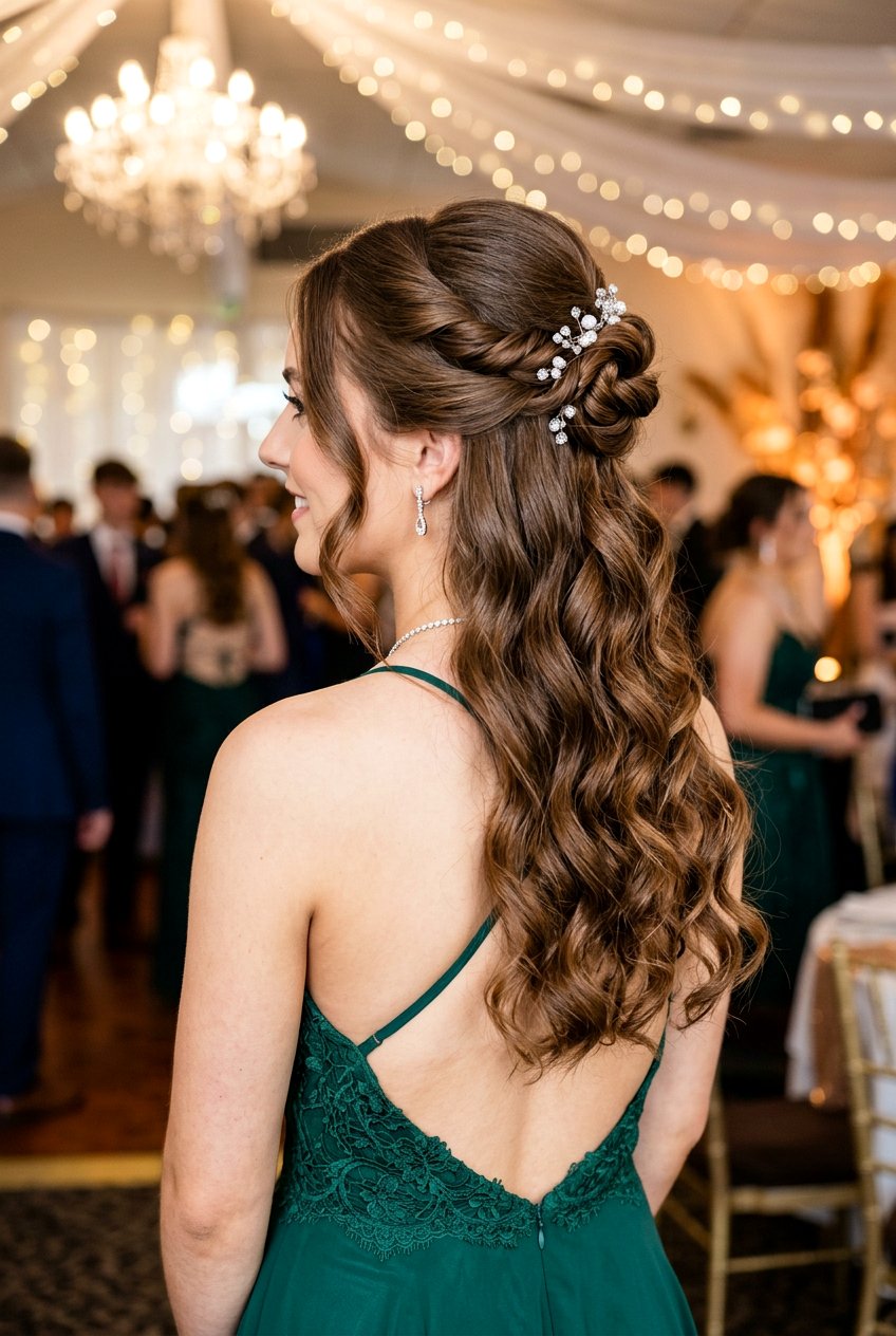 Half Up Twisted Knot Prom Hairstyle - 20 prom hairstyles for medium hair - 20 prom hairstyles for medium hair