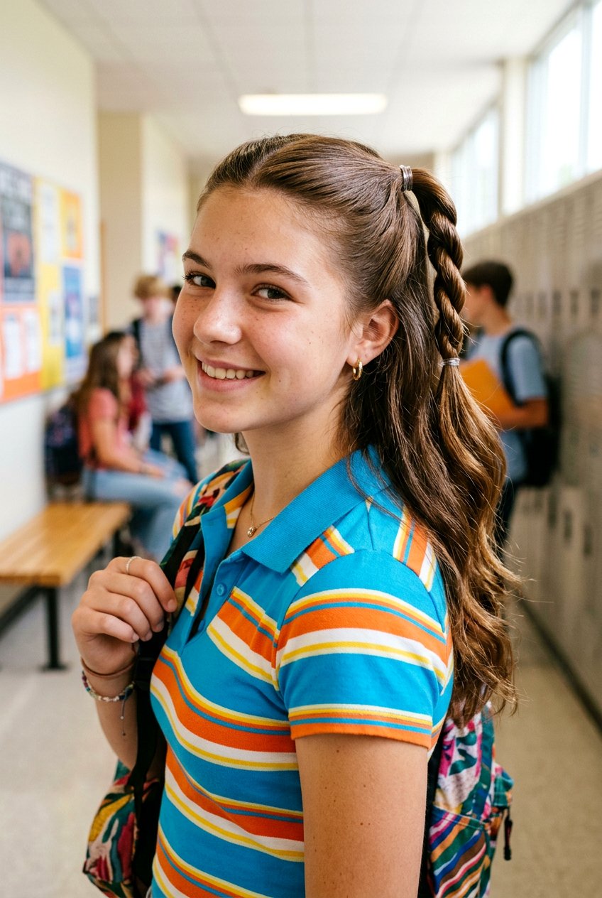 Half Up Twisted Ponytail - 20 simple half up hairstyle for teens - 20 simple half up hairstyle for teens