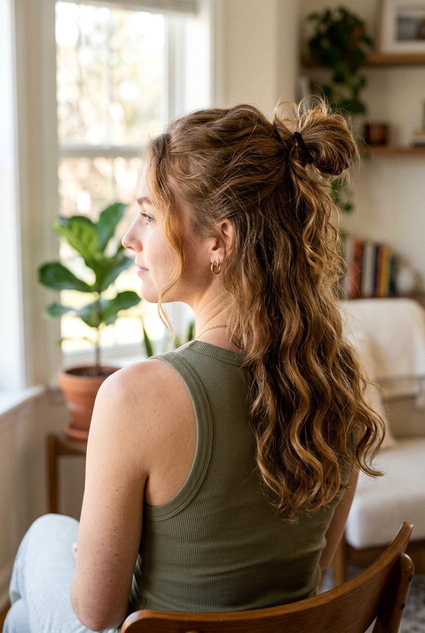 Half Up Undone Bun - 20 undone bun hairstyles - 20 undone bun hairstyles