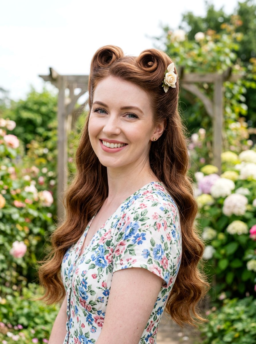 Half Up Victory Rolls On Long Hair - 20 vintage victory rolls hairstyle - 20 vintage victory rolls hairstyle