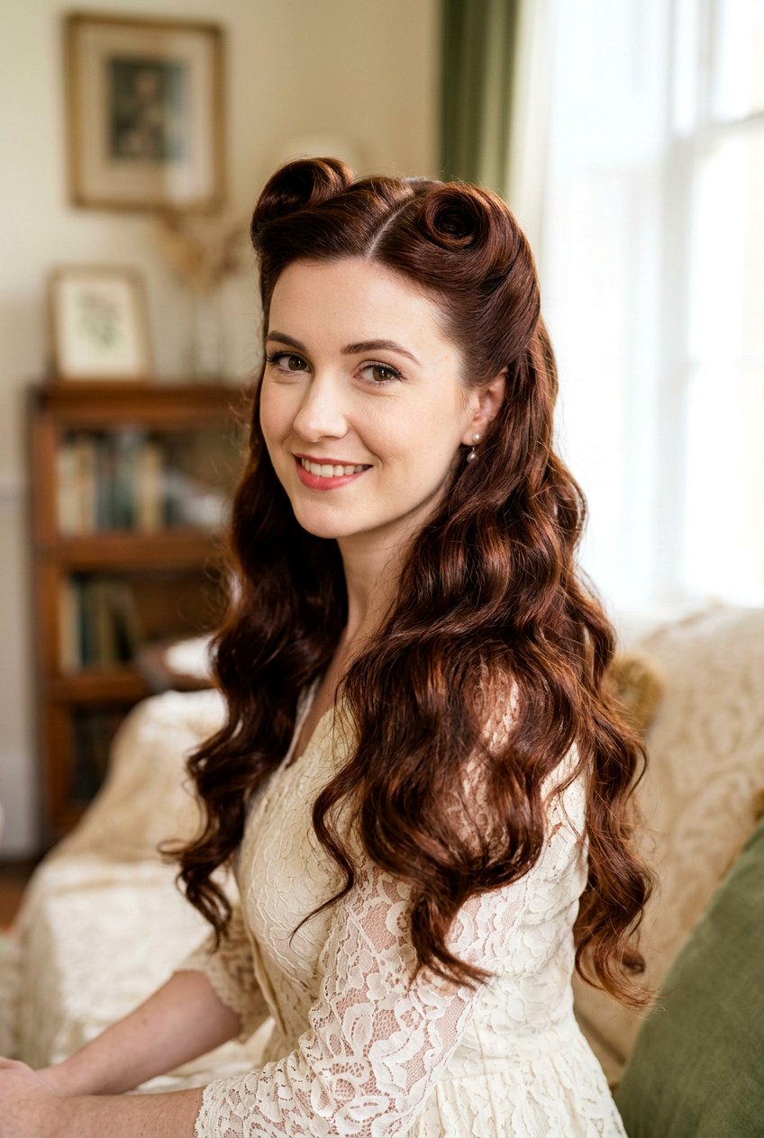 Half Up Victory Rolls - 20 1950s pin up hairstyles - 20 1950s pin up hairstyles
