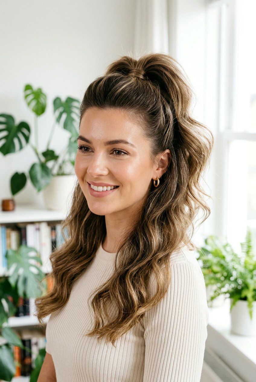Half Up Voluminous Ponytail - 20 voluminous ponytail hairstyle - 20 voluminous ponytail hairstyle