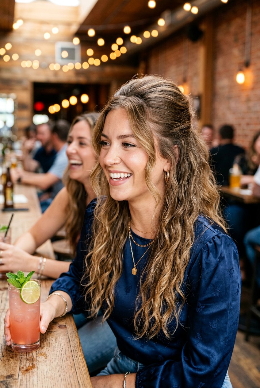 Half Up Waves For Girls Night - 20 girls night waves hairstyle - 20 girls night waves hairstyle