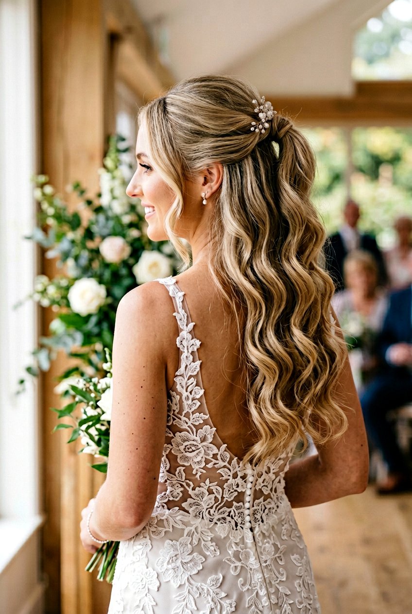 Half Up Wedding Ponytail With Waves - 20 wedding ponytail with waves - 20 wedding ponytail with waves