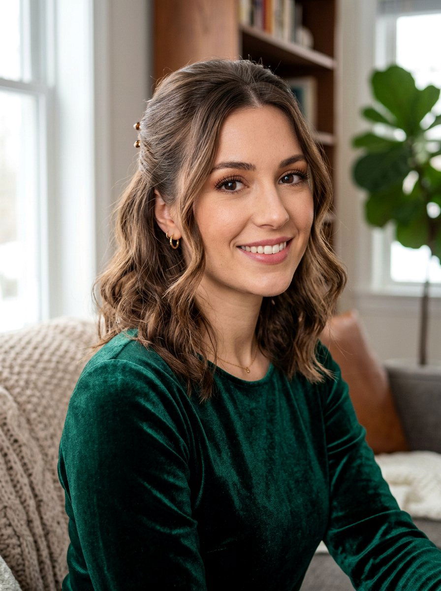 Half Up Winter Lob - 20 winter lob haircut ideas - 20 winter lob haircut ideas