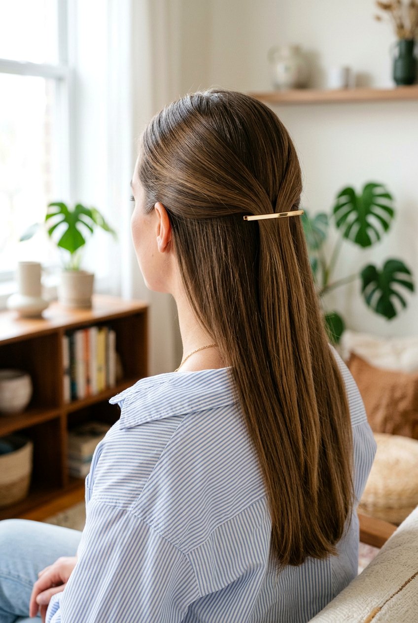 Half Up With Barrette For Office - 20 elegant work half up hairstyle - 20 elegant work half up hairstyle