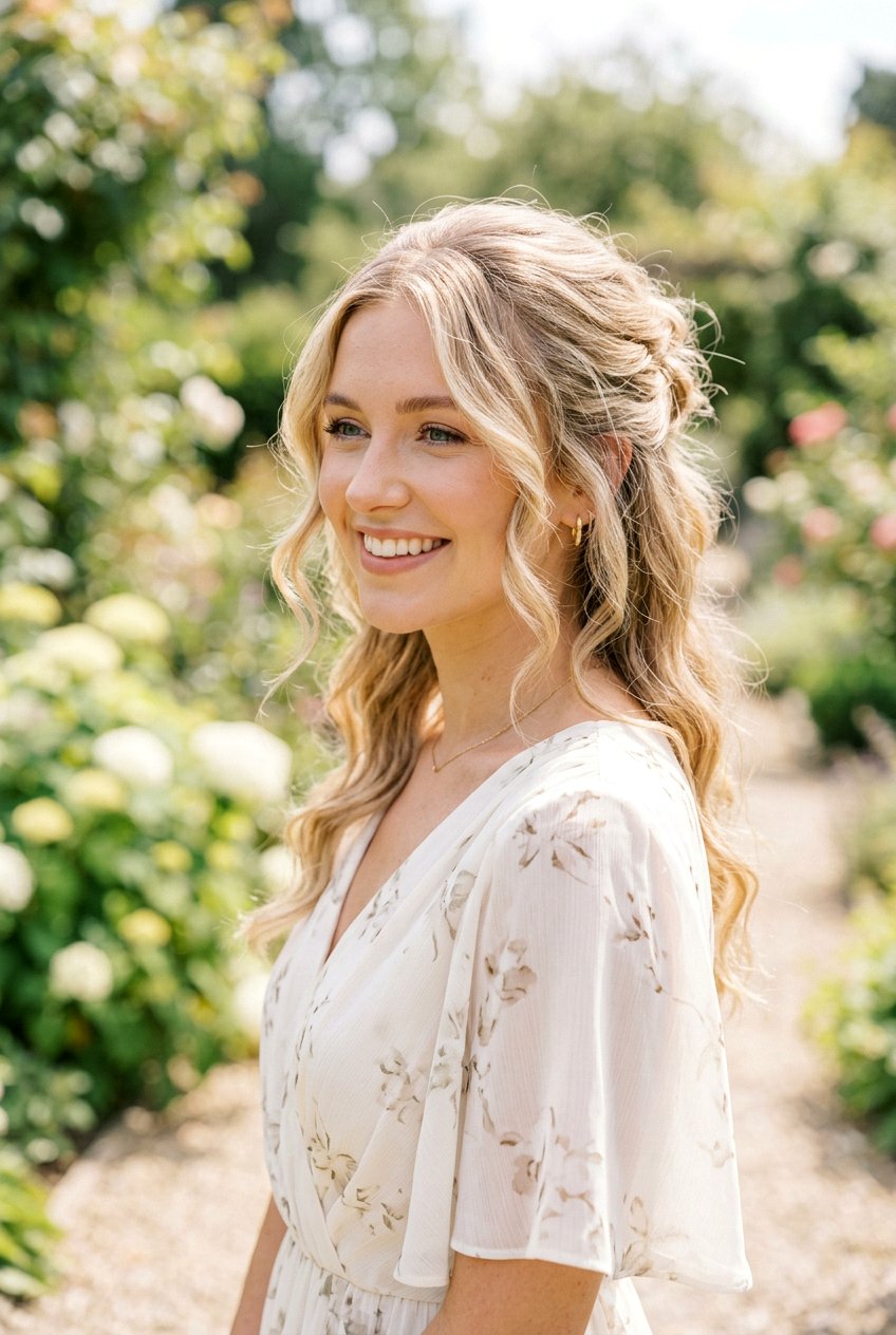 Half Up With Face Framing Pieces - 20 simple bridesmaid half up hairstyle - 20 simple bridesmaid half up hairstyle