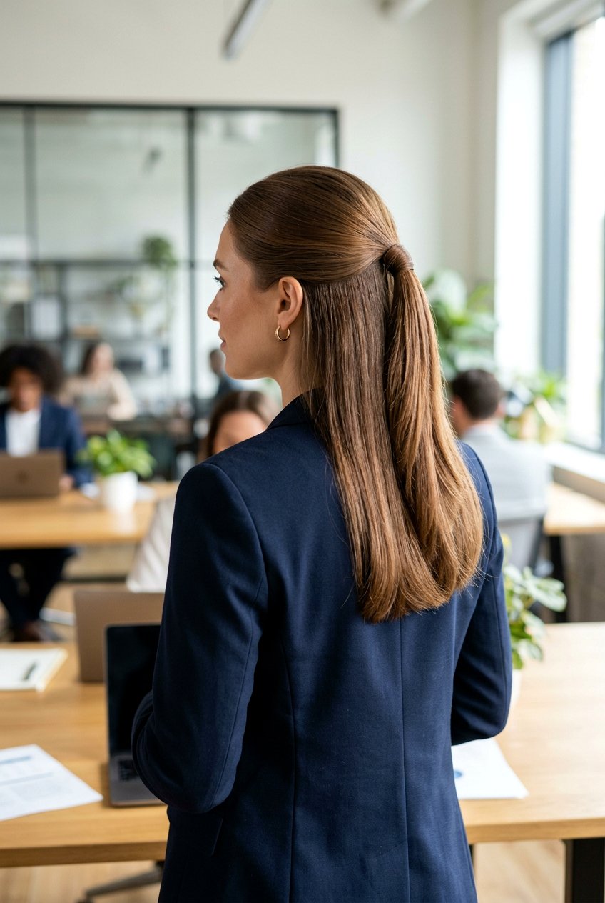 Half Up With Hidden Elastic - 20 elegant work half up hairstyle - 20 elegant work half up hairstyle