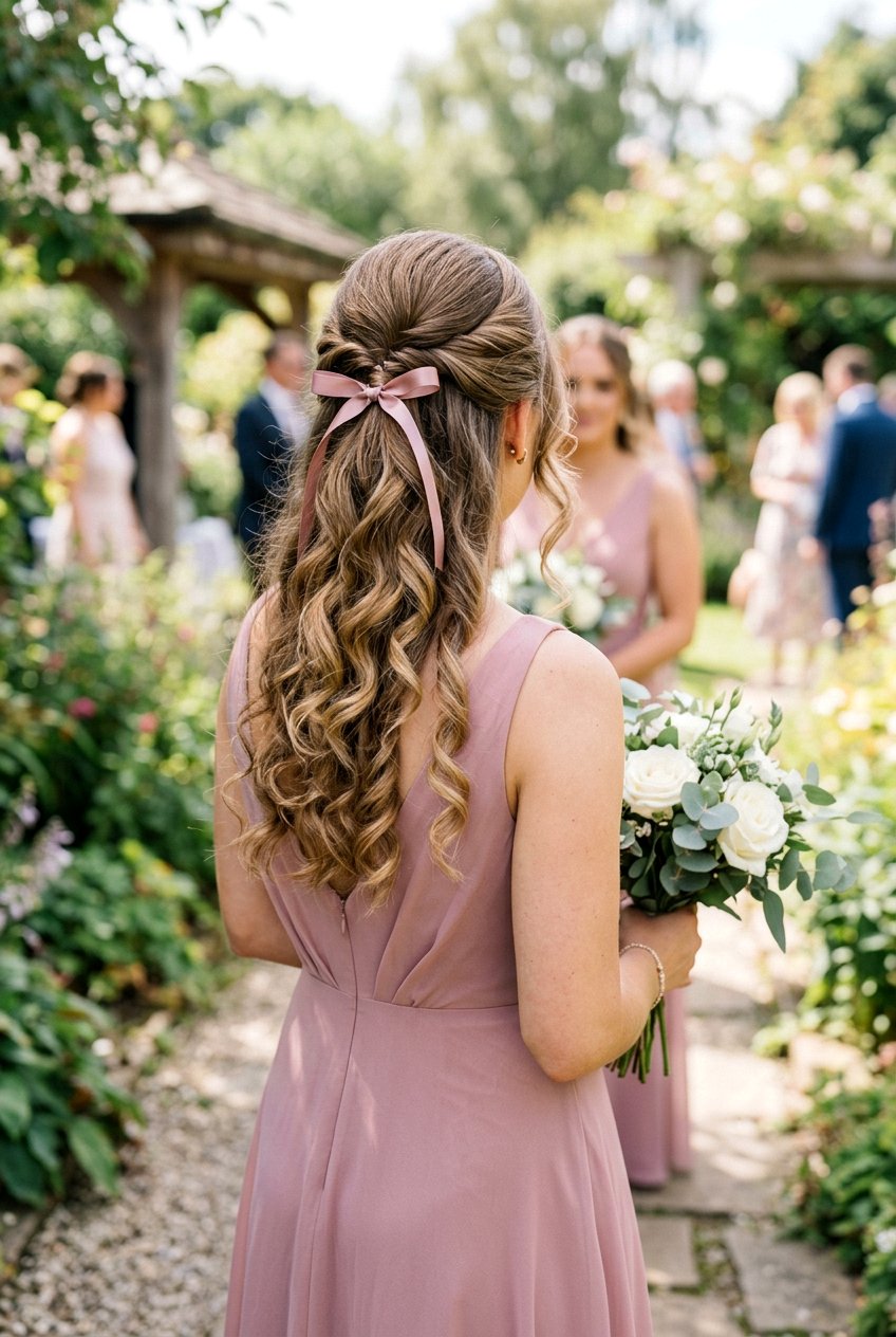 Half Up With Ribbon For Bridesmaids - 20 simple bridesmaid half up hairstyle - 20 simple bridesmaid half up hairstyle