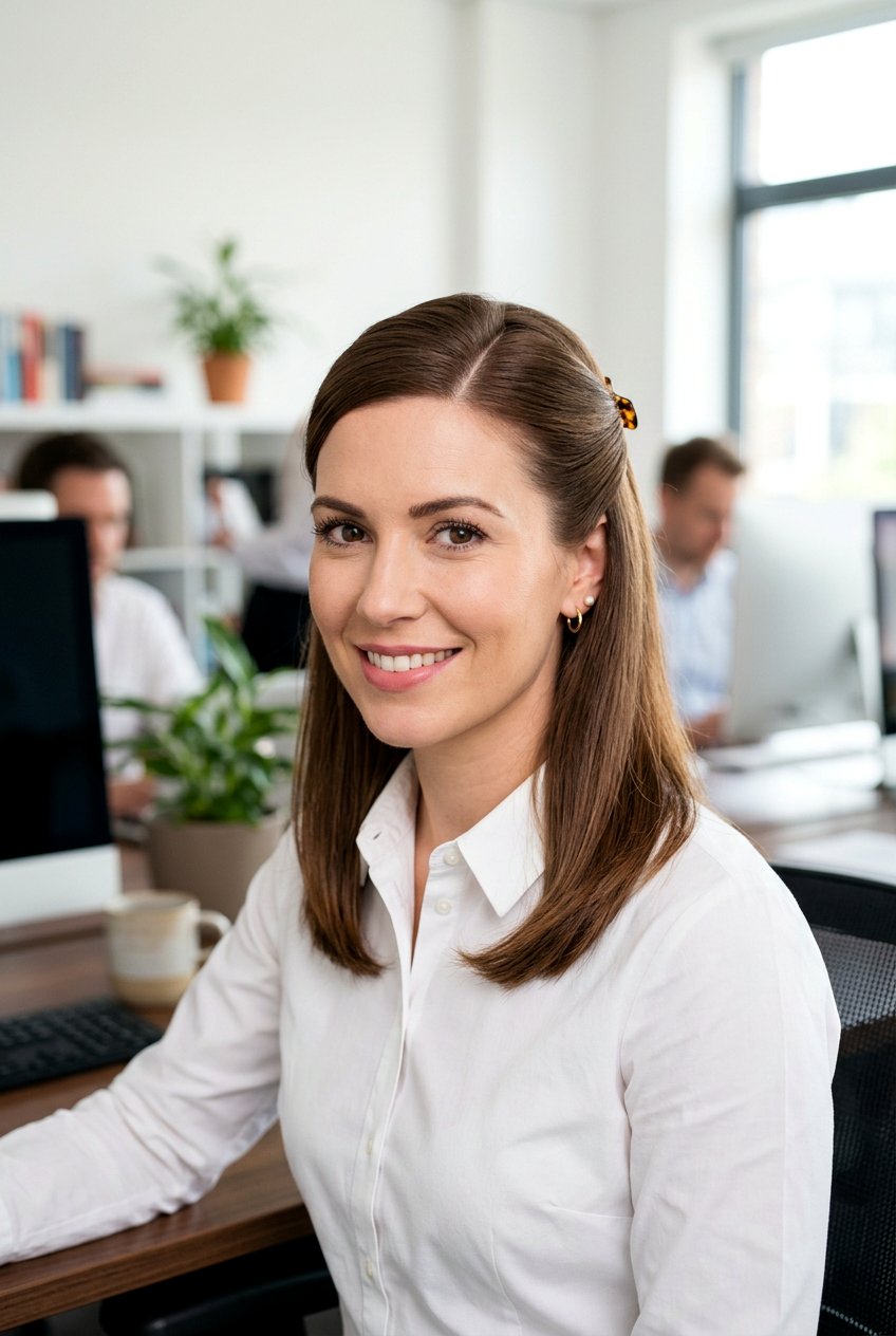 Half Up With Side Part For Office - 20 elegant work half up hairstyle - 20 elegant work half up hairstyle